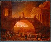Hubert Robert Fire of Rome painting
